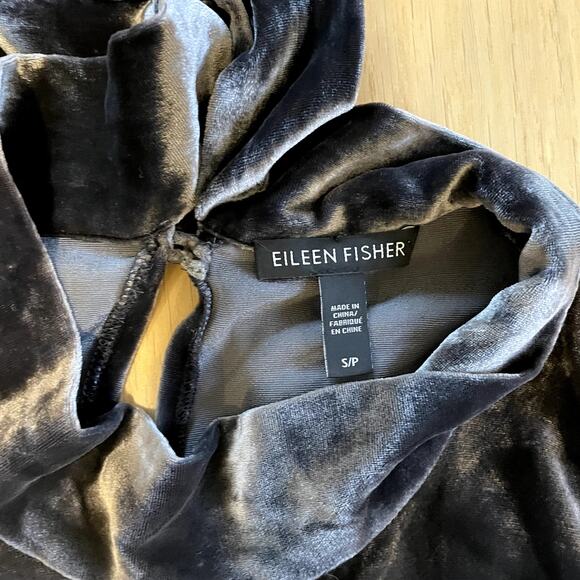 Eileen Fisher Silk Blend Velvet Holiday Party Dress mock neck tie bow Small - Picture 6 of 7